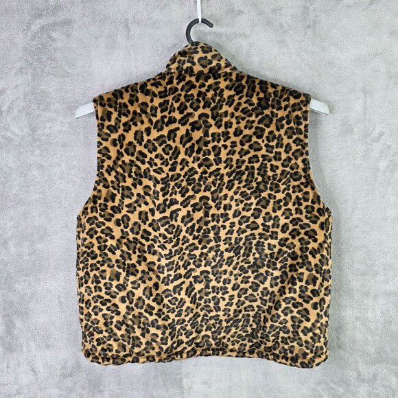 Womens Giacca Reversible Leopard Print Puffer Vest Full Zip Polyester Blend XL - Picture 2 of 9
